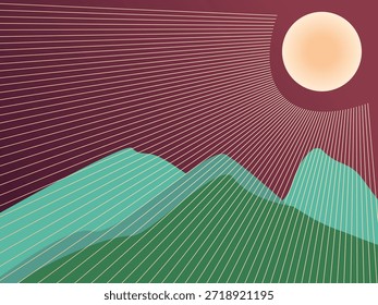 A lua, as montanhas e o luar.