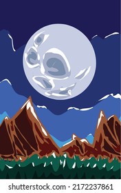 vectores de luz nocturna de las montañas de la luna