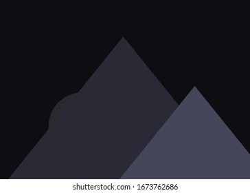 Moon and Mountains Panorame Generative Art background illustration