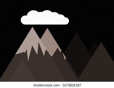 Moon and Mountains Panorame Generative Art background illustration