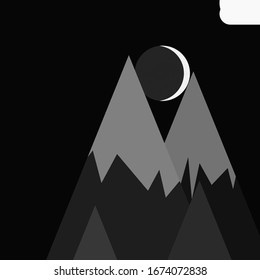 Moon and Mountains Panorame Generative Art background illustration