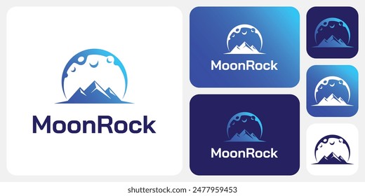 Moon and mountains shape vector logo design with modern, simple, clean and abstract style.