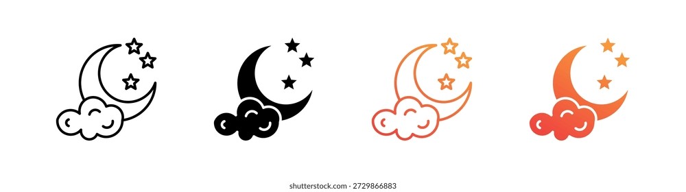 Moon Multiple Style Icon Set
