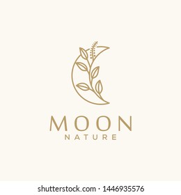 moon nature beautiful concept vector logo design