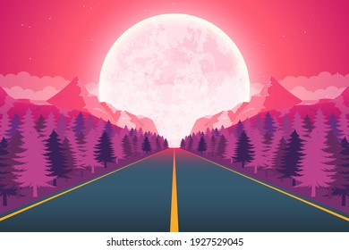 Moon nature landscape background vector design illustration
