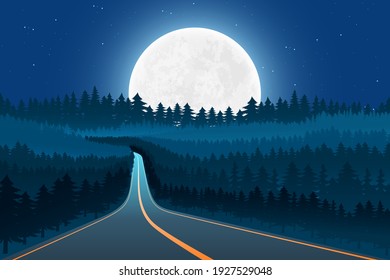 Ilustración de diseño vectorial del paisaje de la naturaleza de la luna
