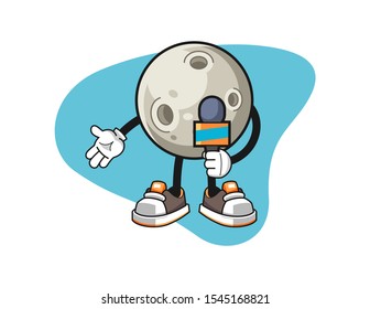 Moon news reporters cartoon. Mascot Character vector.