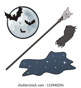 Moon, night, cane and paw
