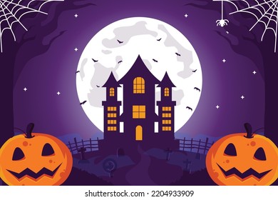 moon night castle spooky halloween
