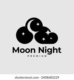 MOON NIGHT CLOUD LIGHT STAR SLEEP DREAM LOGO VECTOR ICON ILLUSTRATION