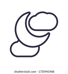 Mondnacht mit Cloud-Line-Symbol-Vektorgrafik