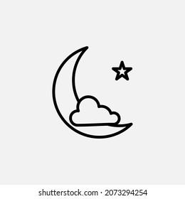 Moon, night, clouds line icon design concept