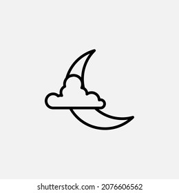 Moon, night, clouds line icon, vector, illustration, logo template. Suitable for many purposes.