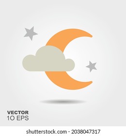 Moon night.. Flat silhouette icon with shadow