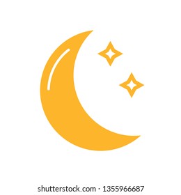 Moon or night icon design on white background. Flat style vector illustration. 
