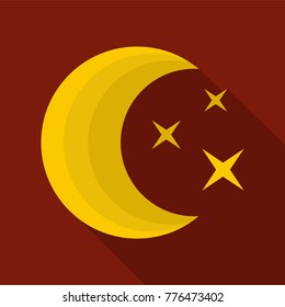 Moon night icon. Flat illustration of moon night vector icon for web