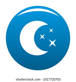 Moon night icon vector blue circle isolated on white background 