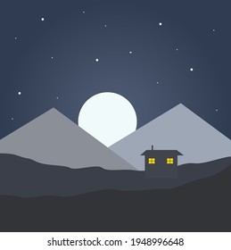 Moon in the night, illustration, vector on white background.