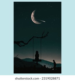 Moon Night | Iphone Wallpaper Vector