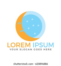 Moon and night logo design. Creative moon logo abstract design.