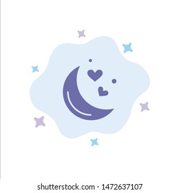 Moon, Night, Love, Romantic Night,  Blue Icon on Abstract Cloud Background