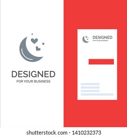 Moon, Night, Love, Romantic Night,  Grey Logo Design and Business Card Template