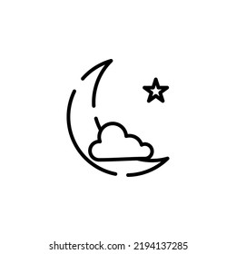 Moon, Night, Moonlight, Midnight Dotted Line Icon Vector Illustration Logo Template. Suitable For Many Purposes.