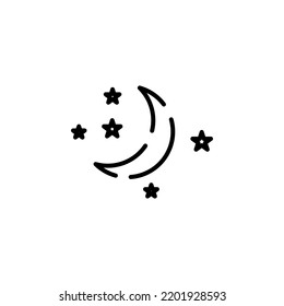 Moon, Night, Moonlight, Midnight Dotted Line Icon Vector Illustration Logo Template. Suitable For Many Purposes.