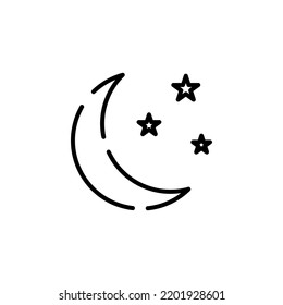 Moon, Night, Moonlight, Midnight Dotted Line Icon Vector Illustration Logo Template. Suitable For Many Purposes.
