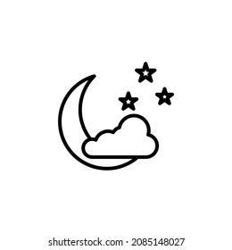 Moon, Night, Moonlight, Midnight Line Icon, Vector, Illustration, Logo Template. Suitable For Many Purposes.
