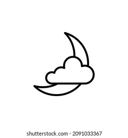 Moon, Night, Moonlight, Midnight Line Icon, Vector, Illustration, Logo Template. Suitable For Many Purposes.