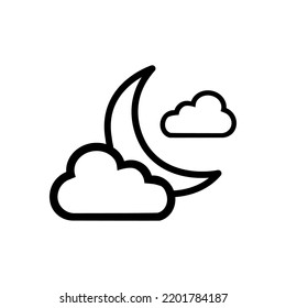 Moon, Night, Moonlight, Midnight Line Icon, Vector, Illustration, Logo Template. Suitable For Many Purposes.