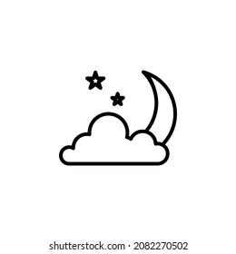 Moon, Night, Moonlight, Midnight, Sky, Weather, Nature, Star Line Icon, Vector, Illustration, Logo Template. Suitable For Many Purposes.
