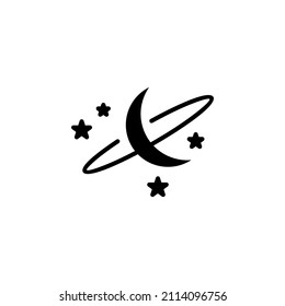 Moon, Night, Moonlight, Midnight Solid Icon Vector Illustration Logo Template. Suitable For Many Purposes.