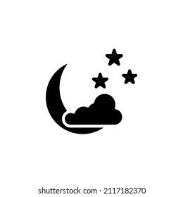 Moon, Night, Moonlight, Midnight Solid Icon Vector Illustration Logo Template. Suitable For Many Purposes.