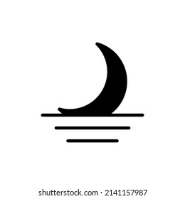 Moon, Night, Moonlight, Midnight Solid Line Icon Vector Illustration Logo Template. Suitable For Many Purposes.