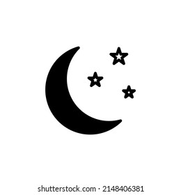 Moon, Night, Moonlight, Midnight Solid Line Icon Vector Illustration Logo Template. Suitable For Many Purposes.