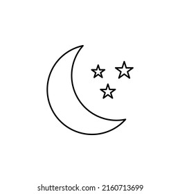 Moon, Night, Moonlight, Midnight Thin Line Icon Vector Illustration Logo Template. Suitable For Many Purposes.