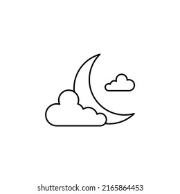 Moon, Night, Moonlight, Midnight Thin Line Icon Vector Illustration Logo Template. Suitable For Many Purposes.