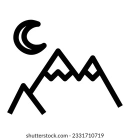 The Moon night mountain icon depicts a serene mountain landscape illuminated by the gentle glow of a full moon, evoking a sense of calm, tranquility, and the beauty of nature at night.