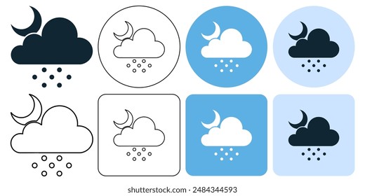 moon night, rain weather, soft rain, light rain, icon symbol stroke line and glyph