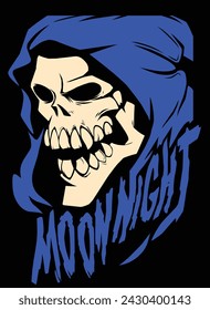 Moon Night Skull Einfaches Design