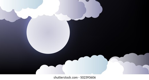 Moon at night in the sky
