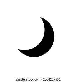 Luna en el cielo nocturno. Luz luna negra aislada en fondo blanco. Icono creciente. Forma celeste simple. Elemento gráfico de silueta. Dorso del contorno del logotipo. Fase media luna. A la luz de la luna. Ilustración del vector