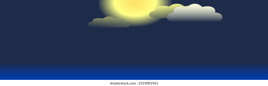 Moon night Sky, illustration of night sky with moonlight. banner