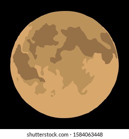 Moon in night sky isolated on black background, vector stock illustration.