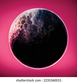 Mond, Nacht, Himmel, rosafarbener Hintergrund