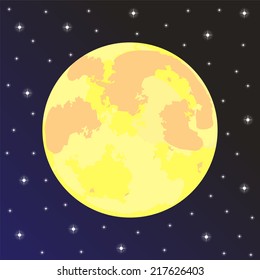moon in the night sky with stars