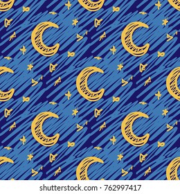 Moon, night, sky, stars, pattern 