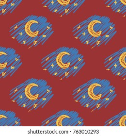 Moon, night, sky, stars, pattern 